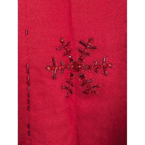 Quacker Factory Sweater Size 3X Silk Knit Beaded Christmas Grandma Snowflake - Picture 7 of 9